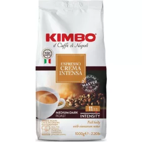   Kimbo Espresso Crema Intensa Kaffeebohnen, 1 kg – Tee Kaffee oder Zuckerprodukt für Frühstück und Heißgetränke