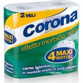   Corona Toilettenpapier, 2-lagig, 4 Rollen – Haushaltsreiniger für gründliche Reinigung im Alltag