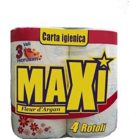   Maxi Argan Toilettenpapier, 3-lagig, 4 Rollen – Haushaltsreiniger für gründliche Reinigung im Alltag