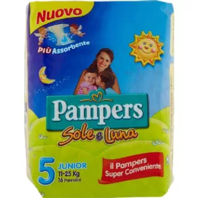   Pampers Sole & Luna Juniorgröße 5 (11–25 kg), 16 Stück Premium Baby Diapers High Absorbency Comfortable Protection