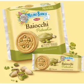   Mulino Bianco Baiocchi Pistazie 168 g – Süße oder salzige Snacks für unterwegs und Genussmomente