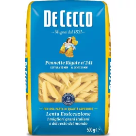   De Cecco Nr. 241 Pennette Rigate Nudeln 500 g – Italienische Pasta oder Reis Zutat für mediterrane Küche