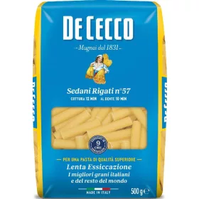   De Cecco Nr. 57 Sedani Rigati Nudeln 500 g – Italienische Pasta oder Reis Zutat für mediterrane Küche