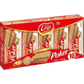   Lago Poker Haselnusswaffeln 10er Pack 450 g – Süße oder salzige Snacks für unterwegs und Genussmomente