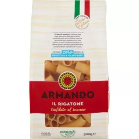   Armando Rigatoni 100 % italienische Pasta, Bronzeform, 500g – Italienische Pasta oder Reis Zutat für mediterrane Küche