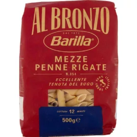   Barilla Bronze Mezze Penne Rigate 500 g – Italienische Pasta oder Reis Zutat für mediterrane Küche