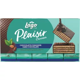   Lago Plaisir Zartbitter-Waffeln mit Schokolade 5×38 g – Süße oder salzige Snacks für unterwegs und Genussmomente