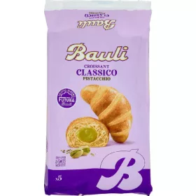   Bauli Pistazien Croissants x5 Packung 250 gr – Süße oder salzige Snacks für unterwegs und Genussmomente