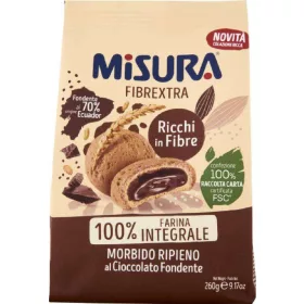   Misura Ballaststoffkekse Mit Schokoladenfüllung Packung 260 gr – Süße oder salzige Snacks für unterwegs und Genussmomente