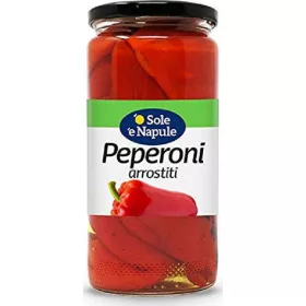   'O Sole 'E Napule Geröstete Paprika Natur 480 gr – Canned Legumes or Vegetables for Salads, Soups and Everyday Cooking