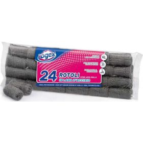   Logex Stahlwollrollen, 24 Stück – Haushaltsreiniger für gründliche Reinigung im Alltag