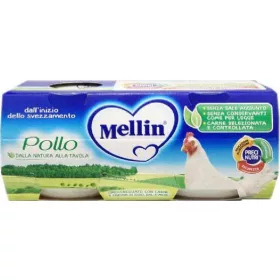   Mellin Homogenisiertes Hühnerfleischfutter 2 x 80g Homogenized Baby Food Mellin Homogenisiertes Hühnerfleischfutter 2 x 80g Premium Baby Meal