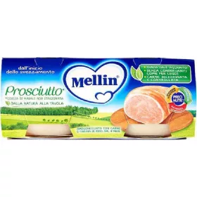   Mellin Homogenisiertes Schinkenfutter 2 x 80g Homogenized Baby Food Mellin Homogenisiertes Schinkenfutter 2 x 80g Premium Baby Meal