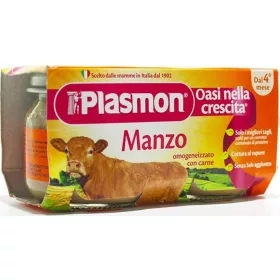   Plasmon Homogenisiertes Rindfleischfutter 2 x 80g Homogenized Baby Food Plasmon Homogenisiertes Rindfleischfutter 2 x 80g Premium Baby Meal