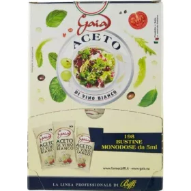   Gaia Weißweinessig 198 Portionsbeutel à 5 ​​ml (Squeeze) Premium Tomatensauce / Pesto – Mediterrane Küche Sauce