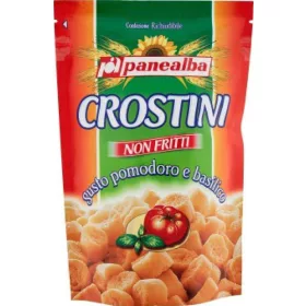  Panealba Croutons Tomate Basilikum 100 g – Italienische Pasta oder Reis Zutat für mediterrane Küche