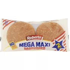   Roberto Mega Maxi Hamburger (2 x 125g) 250g Premium Flour Bread or Baking Ingredient – Ideal for Baking