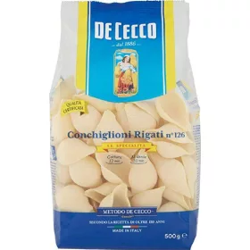   De Cecco Nr. 126 Rigati Conchiglioni 500g – Italienische Pasta oder Reis Zutat für mediterrane Küche