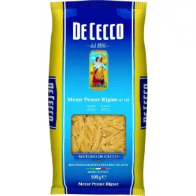   De Cecco Nr. 141 Mezze Penne Rigate 500g Packung – Italienische Pasta oder Reis Zutat für mediterrane Küche