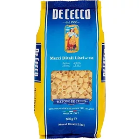   De Cecco Nr. 158 Mezzi Ditali Smooth 500g Packung – Italienische Pasta oder Reis Zutat für mediterrane Küche