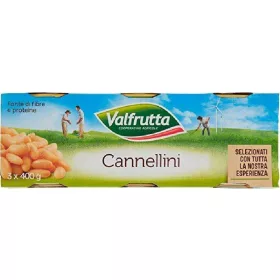   Valfrutta 3 x 400g Cannellini-Bohnen 1,2 kg – Canned Legumes or Vegetables for Salads, Soups and Everyday Cooking