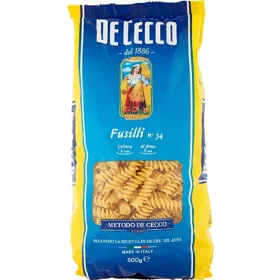   De Cecco Nr. 34 Fusilli 500g – Italienische Pasta oder Reis Zutat für mediterrane Küche