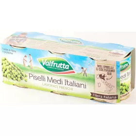   Valfrutta 3 x 400g mittlere Erbsen 1,2 kg – Canned Legumes or Vegetables for Salads, Soups and Everyday Cooking