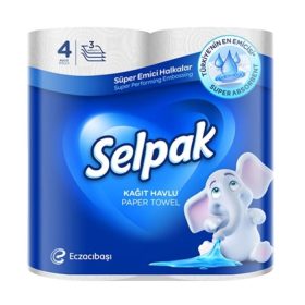   Selpak Kağıt Havlu 4 Rulo – Yüksek Emicilik, Pratik Mutfak Yardımı