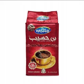   Haseeb 500 g Gemahlener Kaffee mit Kardamom - Arap Kahvesi (kırmızı) 500 g – Gemahlener Kaffee für Cezve, Mokka & Genussmomente