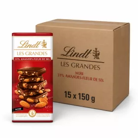   Lindt Les Grandes Dark Chocolate With Almonds & Fleur De Sel (15 pcs x 150 g)