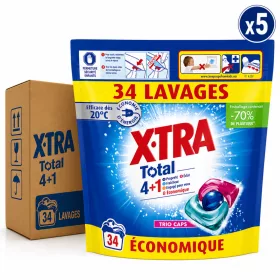   X•TRA Total 4+1 Trio Caps Laundry Detergent Capsules (5 pcs x 34 Washes)