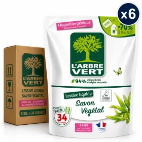   L'Arbre Vert Liquid Laundry Detergent Savon Végétal (6 pcs x 34 Washes)