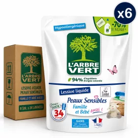   L'Arbre Vert Liquid Laundry Detergent for Sensitive Skin Family & Baby Friendly (6 pcs x 34 Washes)