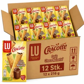    LU Cracotte Chocolate Hazelnut Crispy Rolls (12 Pcs Carton, 12 x 216 g)