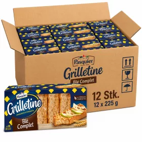    Pasquier Whole Wheat Toasted Bread (12 Pcs Carton, 12 x 225 g)