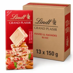   Lindt Grand Plaisir Fraises & Amandes Blanc White Chocolate with Strawberries & Almonds (13 pcs x 150 g)