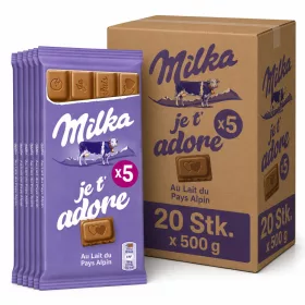 Milka Alpine Milk Chocolate Multipack (20 pcs x 500 g)