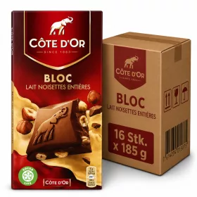   Côte d’Or Bloc Lait Noisettes Entières Schokolade (16 Stk. x 185 g)