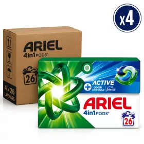   Ariel 4in1 Pods Active Odor Defense Laundry Capsules (4 pcs x 26 Washes)