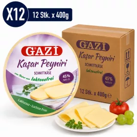   Gazi Lactose-Free Semi-Hard Cheese (45% Fat in Dry Matter) – 12 Pieces x 400 g