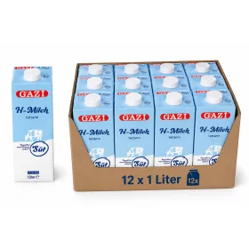GAZI Low-Fat UHT Milk 1.5% Fat 1 Liter (12 x 1 L Carton)