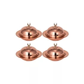   Saka Round Turkish Delight Bowl 9 cm – Hand-Hammered, 4-Pack Set