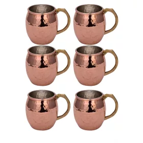 Riva Copper Beaker 550 ml – Hand-Hammered, 6-Pack Set