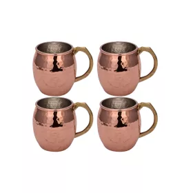 Riva Copper Beaker 550 ml – Hand-Hammered, 4-Pack Set