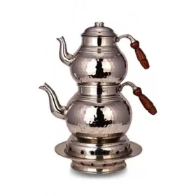   Classic Teapot No.3 – Set with Warmer, Hand-Hammered, Nickel