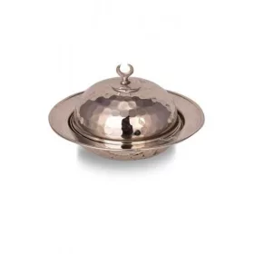   Saka Round Turkish Delight Bowl 11 cm – Hand-Hammered, Nickel