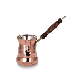   Sultan Turkish Coffee Pot No.3 (4 Cups) – Thin Wooden Handle, Machine Hammered