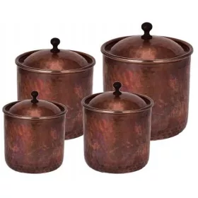   Safran Spice Container – 4-Pack Set, Hand-Hammered, Oxidized