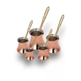   Kervan Turkish Coffee Pot Small 5-Piece Set (No.1-2-3-4-5) – Thin, Machine Hammered