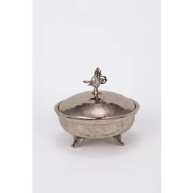 Defne Sugar Bowl 14 cm – Hand-Hammered, Nickel